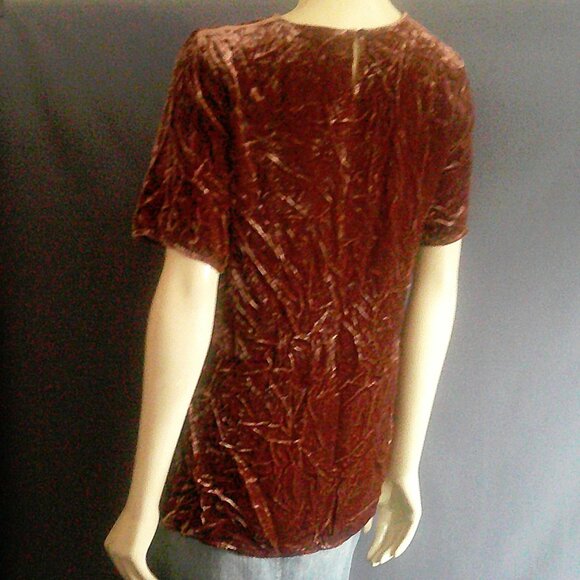 Eileen Fisher Brown Crushed Velvet Tee Top S P - Picture 6 of 10